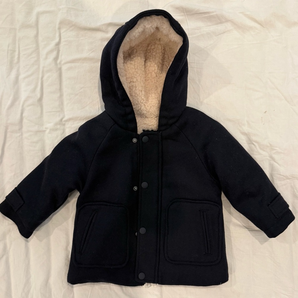 Zara Black Jacket with Cream Fleece Lining